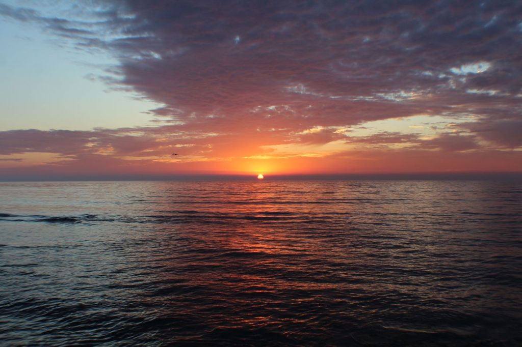The open ocean at sunset