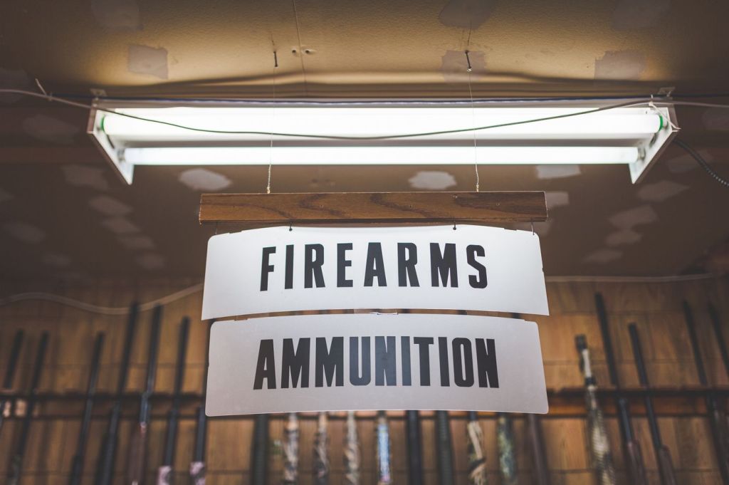 Interior signage in a firearms and ammunition retailer