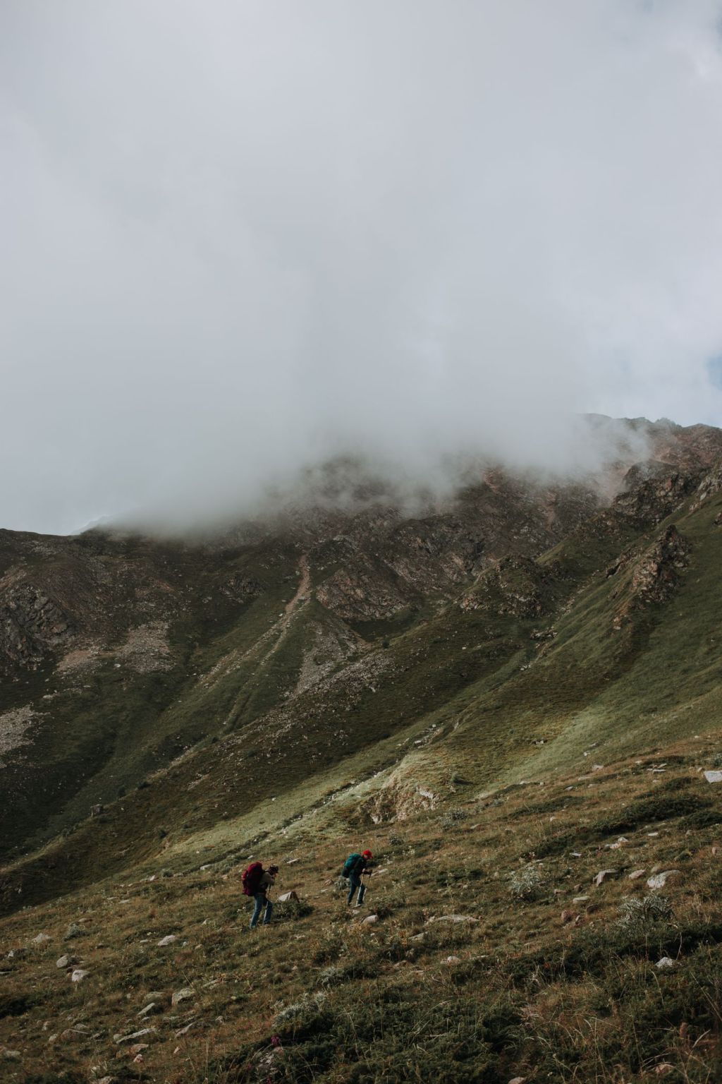 A high mountain ridge under open sky