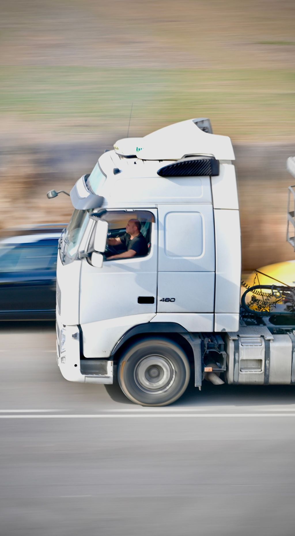 A truck travelling on a highway