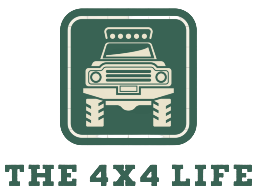 Remove the background from this logo image, keeping only the green truck icon and THE 4X4 LIFE text.